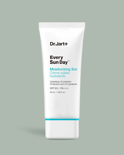 A creamy sunscreen that combines sun protection with all-day hydration. With broad-spectrum SPF of 50+, Dr. Jart���������������������������s Every Sun Day Moisturizing Sun delivers a fluid-like consistency that is easily applied without leaving behind a white cast. Added ceramide helps nourish and protect the skin while slowing down the UV-induced signs of